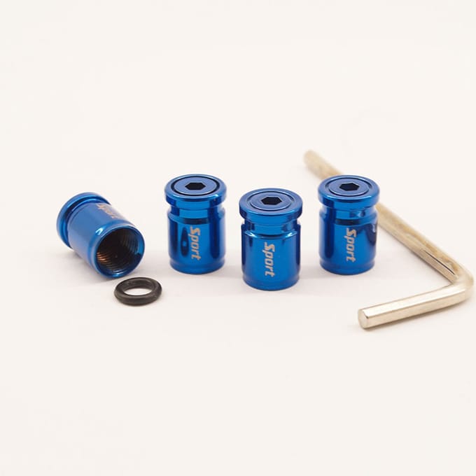 Schrader (auto) ventiel - Blauw anti-diefstal zinklegering met afdichting