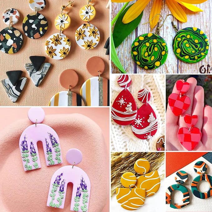 Polymeerklei Uitstekers DIY Klei Uitstekers Vormen voor Polymeer Sieraden Maken met Oorbelkaarten Haken gray