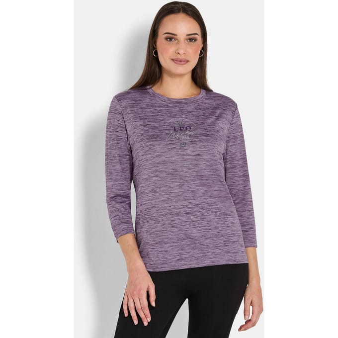 Functioneel shirt met glittermotief - paars / gemêl. - Gr. 46 van Goldner Fashion
