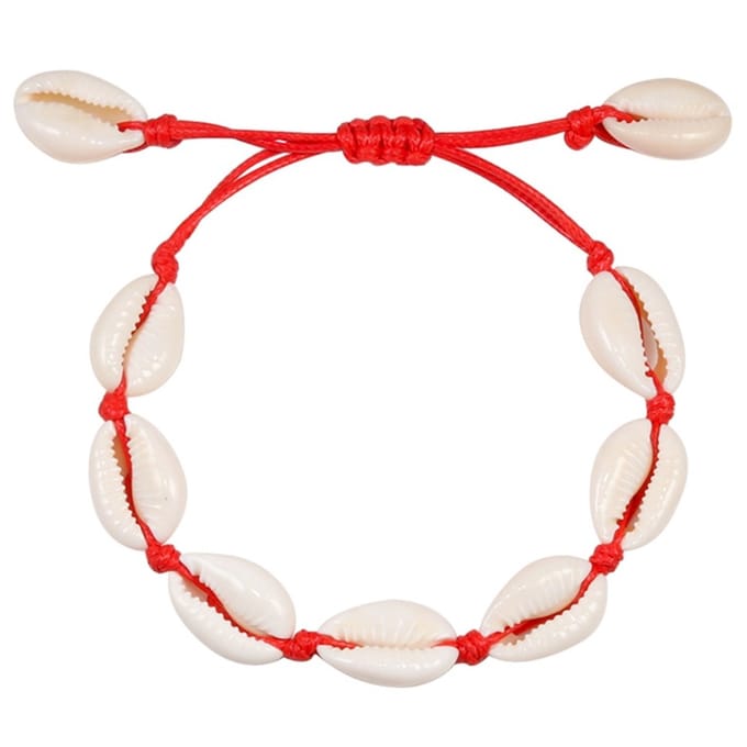 Fako Bijoux® - Schelpjes Armband - Schelpen - Rood