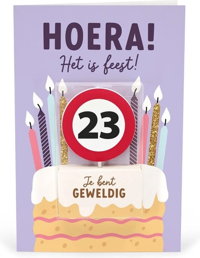 Verjaardagskaart met kaars | 23 jaar | Je bent geweldig
