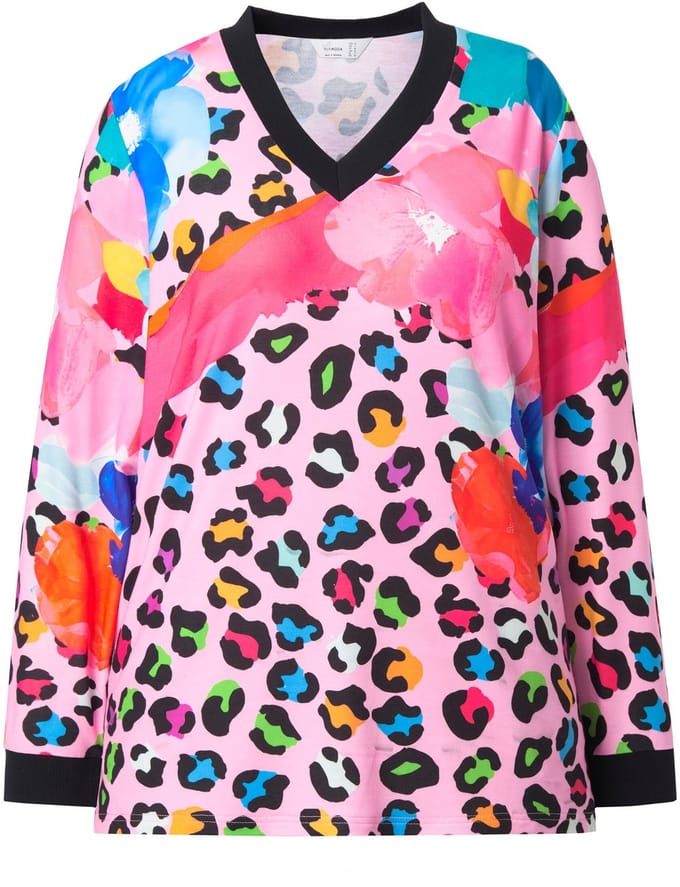 MIAMODA - Dames - Sweatshirt Regular Fit bloemmotief - Multicolor - Maat 48