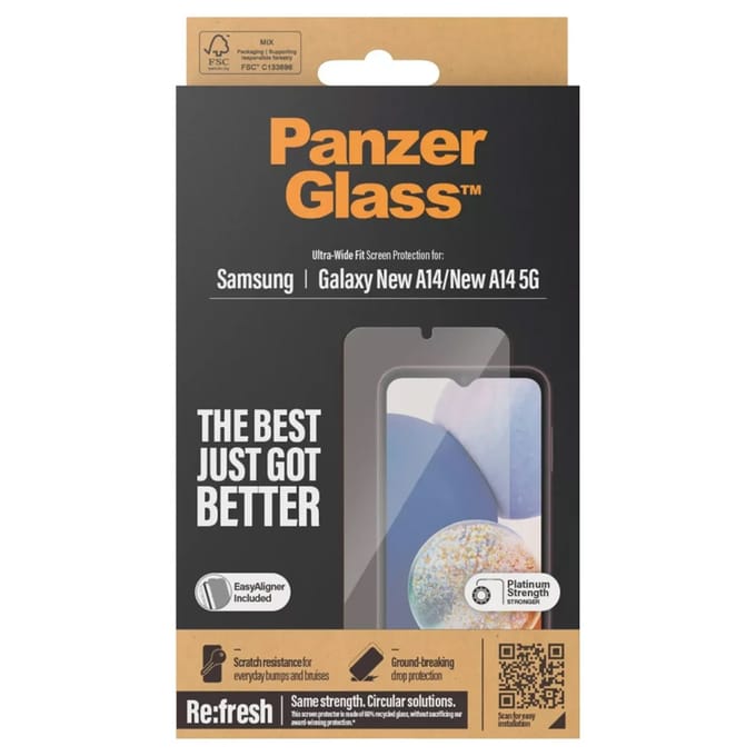 PanzerGlass Screenprotector geschikt voor Samsung Galaxy A15 Glazen | PanzerGlass Ultra-Wide Fit Screenprotector - Case Friendly + Installatie Frame