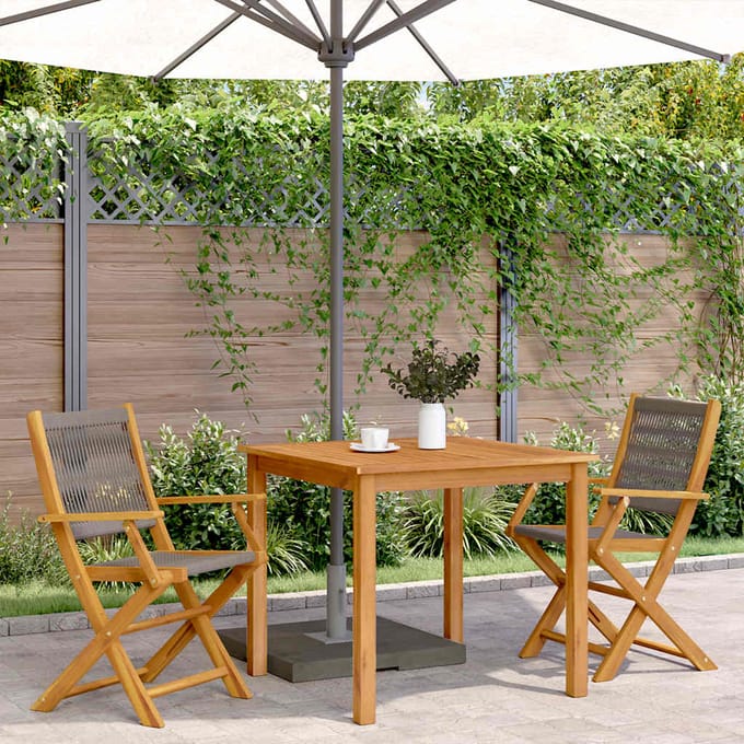 vidaXL - Inklapbare - stoelen - 2 - st - massief - acaciahout - en - polypropeen - grijs