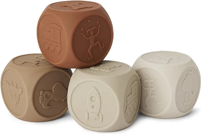Nuuroo silicone dobbelstenen 4 pack Brown color mix