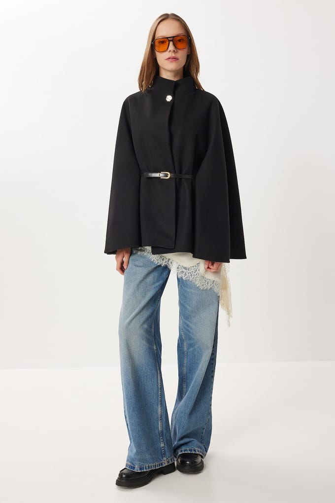 Gelaagde Poncho met Riempje