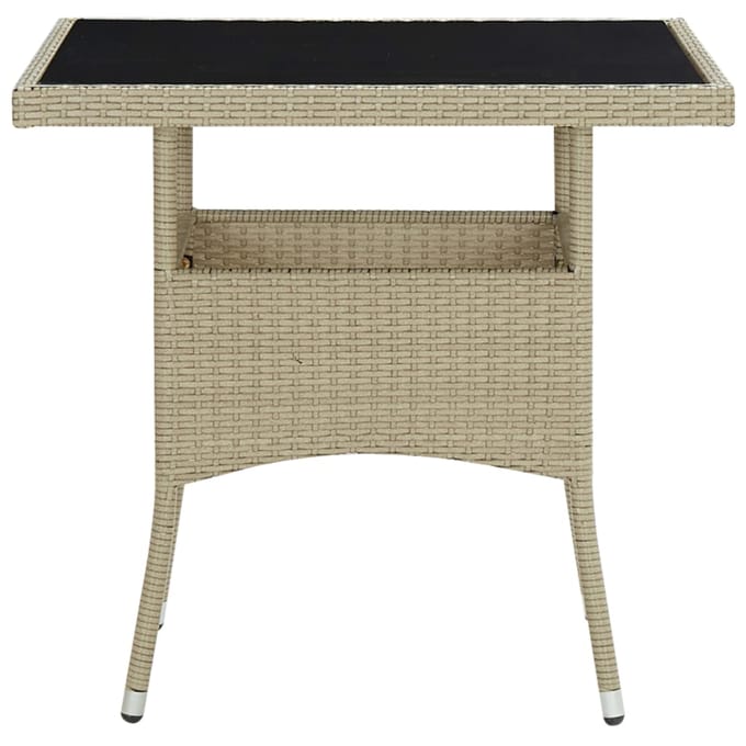 vidaXL - 3-delige - Tuinset - poly - rattan - en - glas - beige