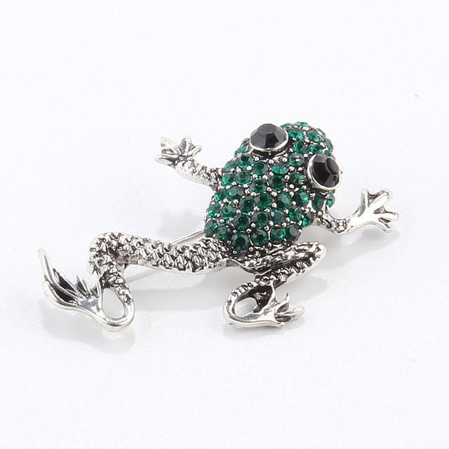 High-End Exquise Strass Dieren Kikker Grappige Broche Persoonlijkheid Mode Strass Broche Accessoires Mannen white