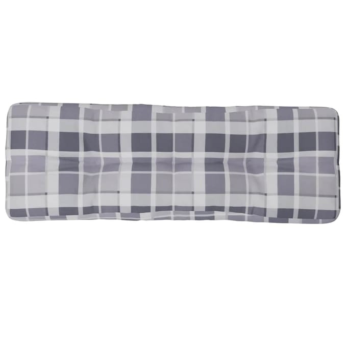 vidaXL - Palletkussen - 120x40x12 - cm - stof - ruitpatroon - grijs