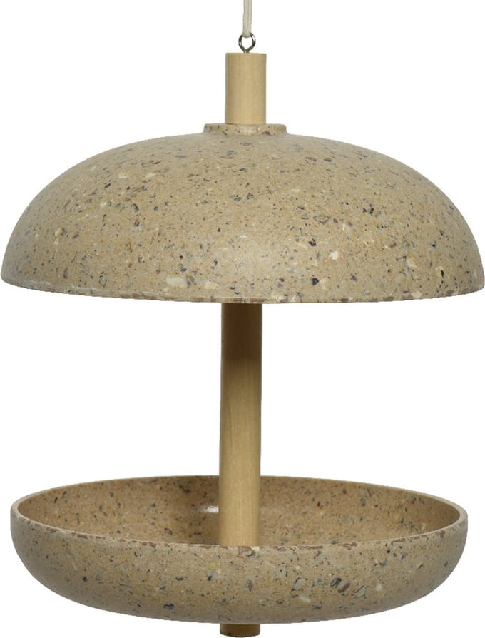 Decoris Vogel voedersilo hangend - bamboe hout - lichtbruin - 21 x 25 cm