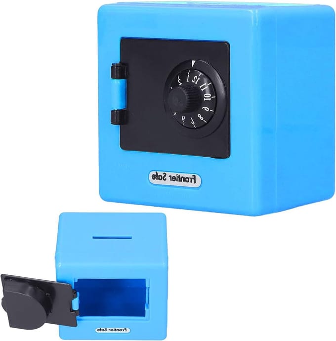 Kinderkluisje - Geldopbergdoos - Geld Sparen - Codedecode slot - 94 x 94 x 45 cm - Blauw