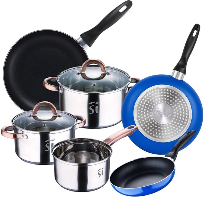 San Ignacio 16/18/20 16/20/24 Cm Kookpan Set 8 Stukken Zilver