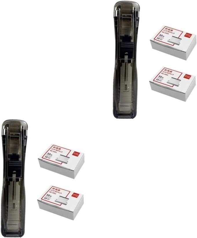 Nietmachine Set - Documentklem Bureauklem - Papier Binden - Dubbele Set Inclusief Clips - 11.5 x 2.5 cm - Zwart