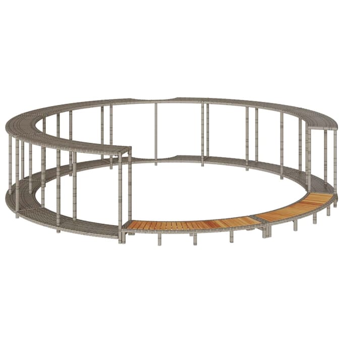 vidaXL - Hottub - ombouw - opbergruimte - en - houten - opstapje - poly - rattan - grijs