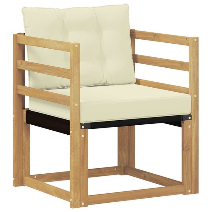 vidaXL - Buitensofa - Massief - Acaciahout - en - Textilene - Wit