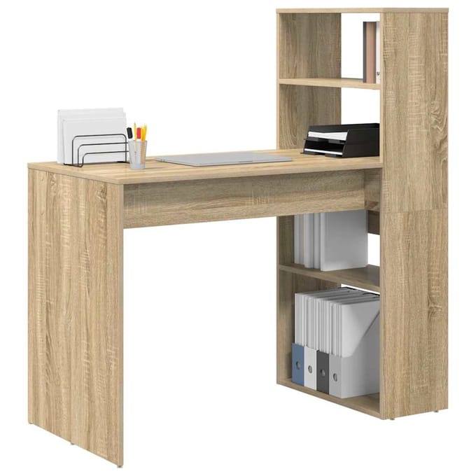 vidaXL - Bureau - Sonoma - Eik - Bewerkt - hout - 113 - x - 54 - x - 120 - cm