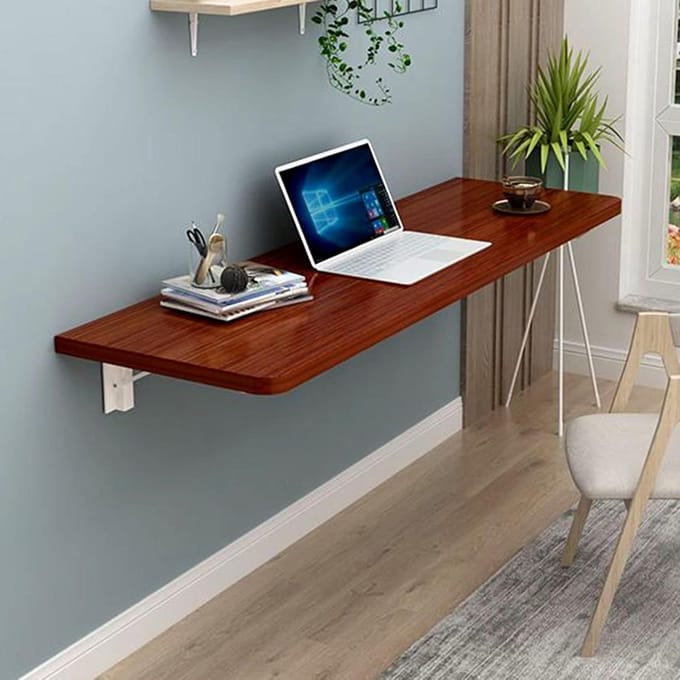Wandbureau - Opklaptafel Drop Leaf Tafel - Ruimte Besparen - Zwaar Gewicht Capiciteit - 70x50cm - Teak