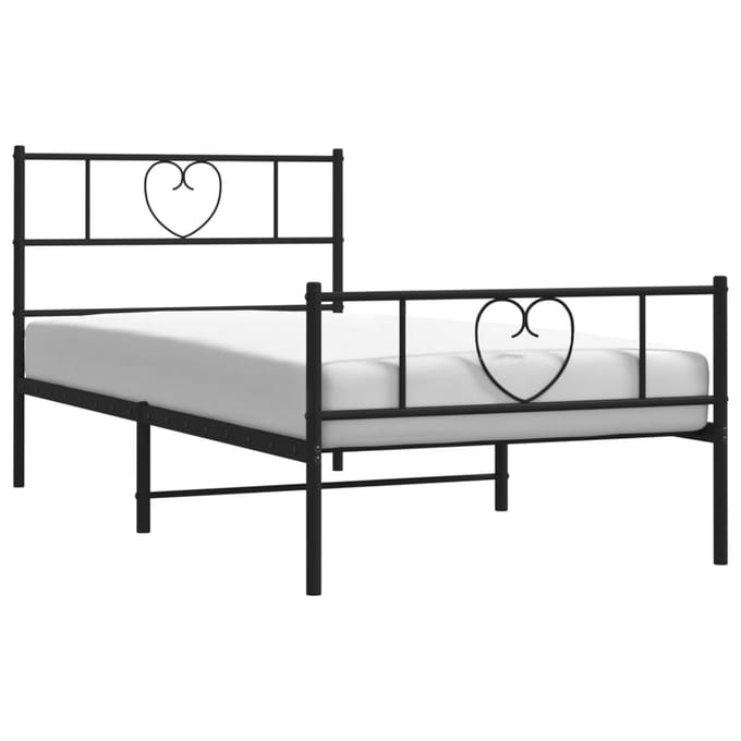 vidaXL - Bedframe - met - hoofd- - en - voeteneinde - metaal - zwart - 90x190 - cm