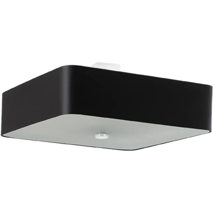 Plafondlamp LOKKO 55 groot vierkant met 5 lichtpunten - Sollux Lighting - IP20 - Zwart stof/glas/staal behuizing - 55 x 55 x 25 cm - 5 x E27 LED, exclusief lichtbron - 5 x 15 W - Minimalistische plafondlamp voor woonkamer, slaapkamer en eetkamer
