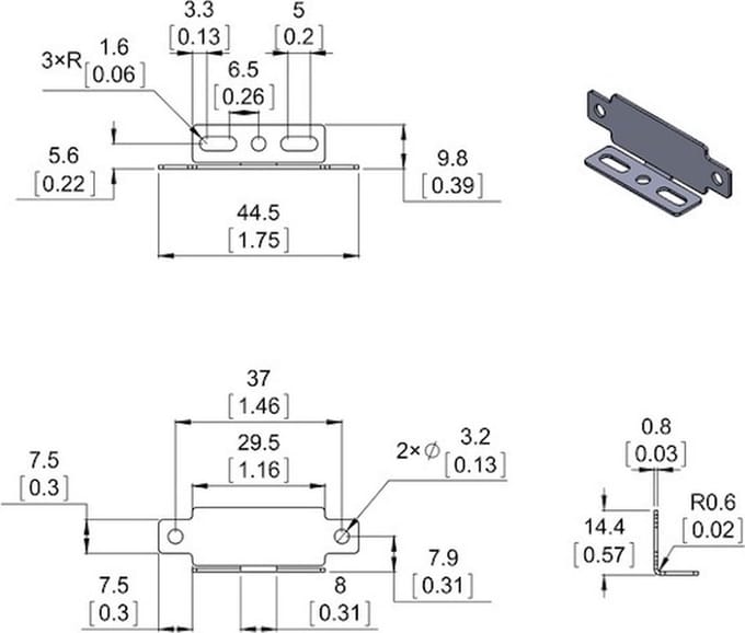 Bracket Pair for Sharp GP2Y0A02, GP2Y0A21, and GP2Y0A41 Pololu 2678