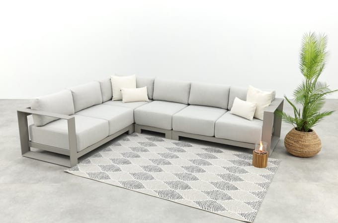 GI Levanto aluminium hoekbank met middenelement - Valley Sand