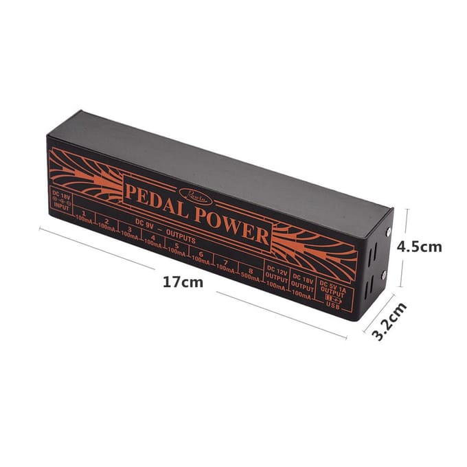 Rowin Compact Size Gitaar Effect Voedingsstation 10 Geïsoleerde DC US Plug zwart