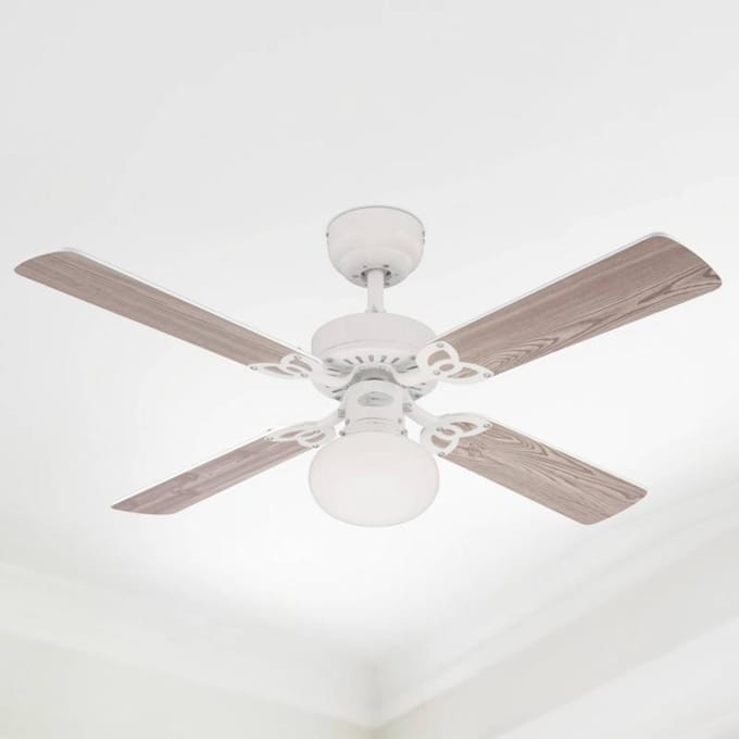 Westinghouse plafondventilator Vegas, met verlichting, wit/dennenhout, stil