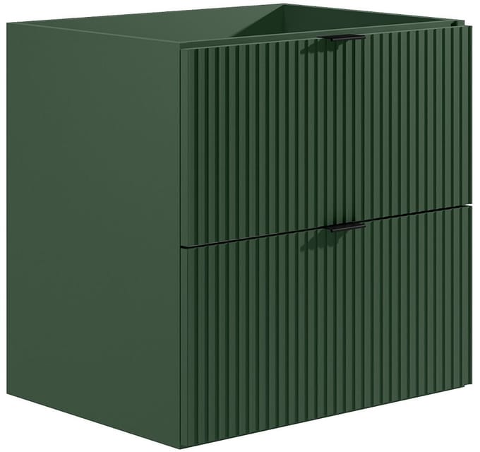 Vente-unique Gestreept hangmeubel voor badkamer - Mat groen - 60 cm - ZEVINI