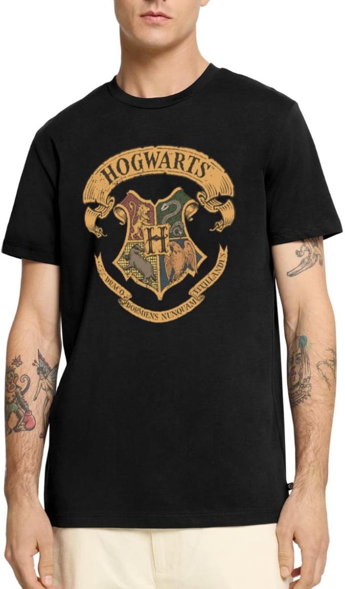 Harry Potter Zweinstein Wapenschild Hogwarts Premium T Shirt Heren