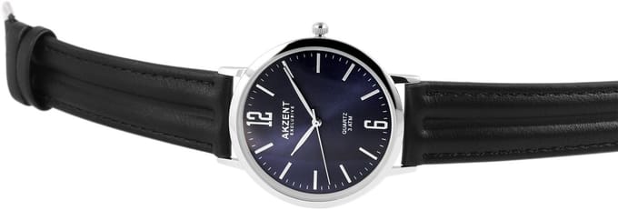 AKZENT herenhorloge imitatieleer Jawad, mineraalglas