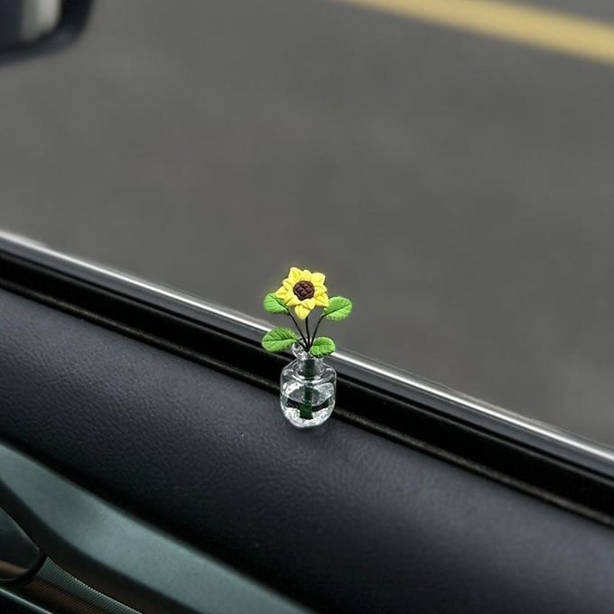 Zonnebloem Auto Dashboard & Raam Trim Schattige creatieve auto interieur accessoires, dashboard decor black