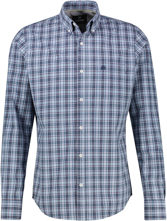 LERROS - Heren hemd - Maat S - Mannen - blauw - katoen