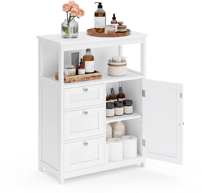 VASAGLE - Badkamerkast - 3 Lades - Verstelbare Legplank - Opbergruimte voor Badkamer