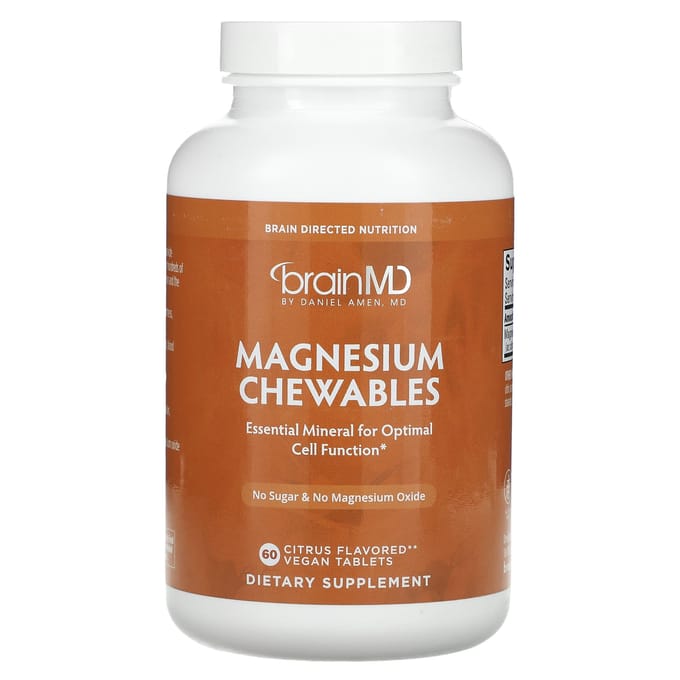 BrainMD, Comprimés à croquer de magnésium, Agrumes, 150 mg, 60 comprimés végétaliens