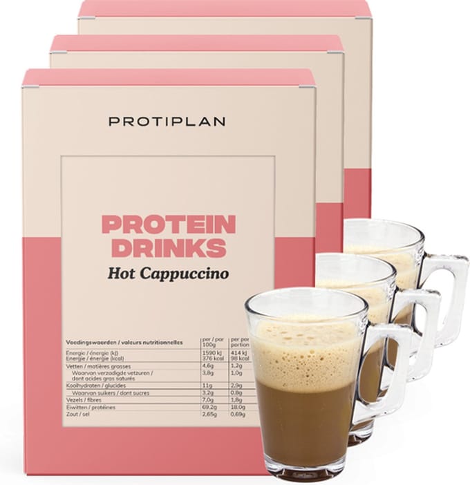 Protiplan - Warme Cappuccino Drank - 3 stuks - 3 x 7 x 26 g - Low carb - Eiwitrijk