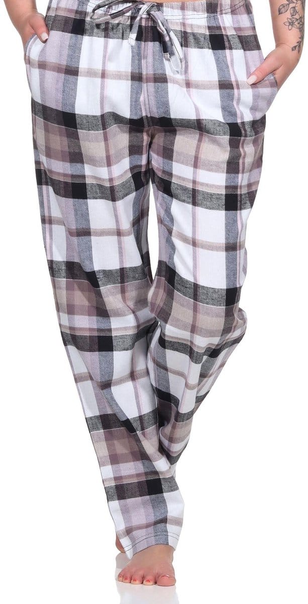 Dames flanellen pyjamabroek geruite pyjamabroek lang