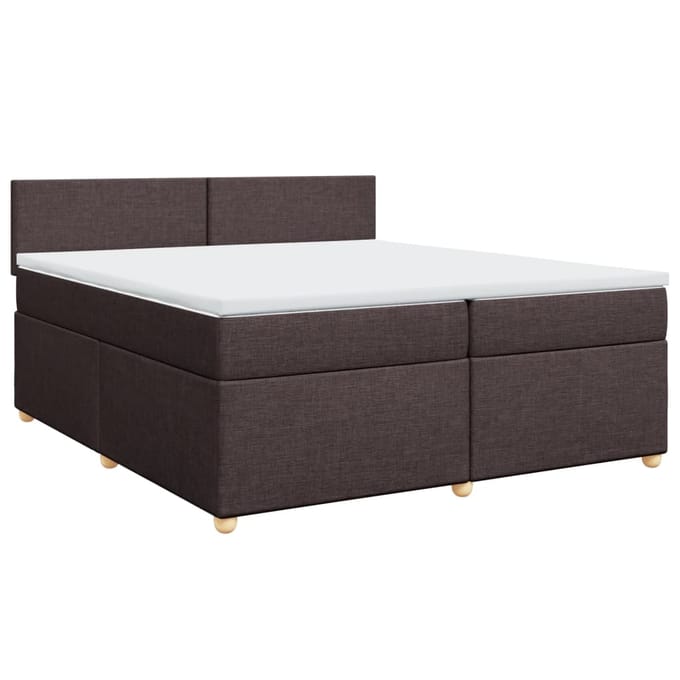 vidaXL - Boxspring - met - matras - stof - donkerbruin - 200x200 - cm