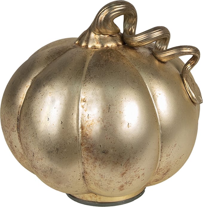 Clayre & Eef Decoratie Pompoen Ø 15x15 cm Goudkleurig Glas Herfst decoratie