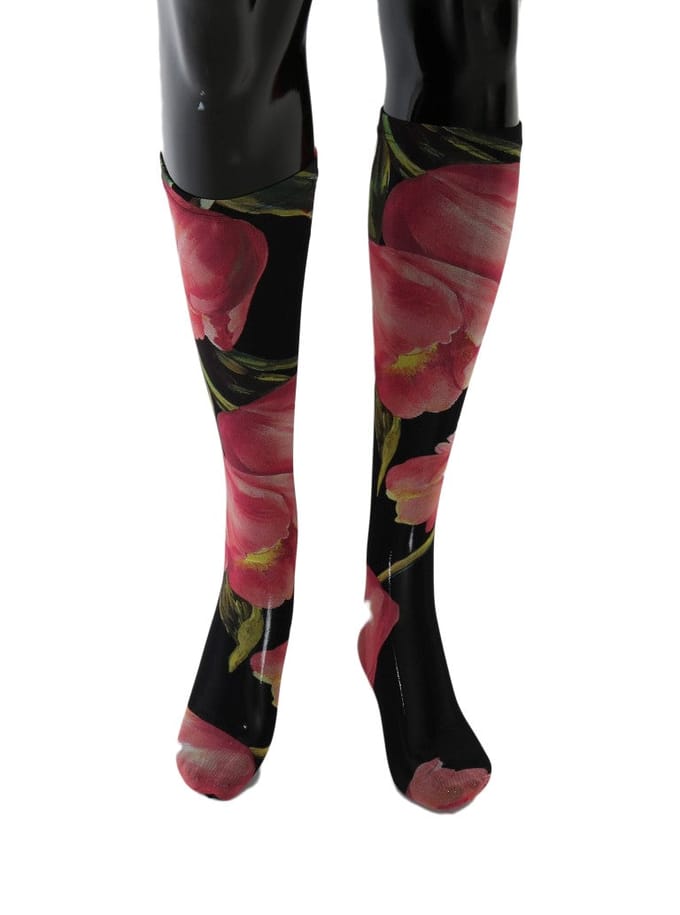 Dolce & Gabbana Multicolor Bloemen Tulpen Nylon Sokken