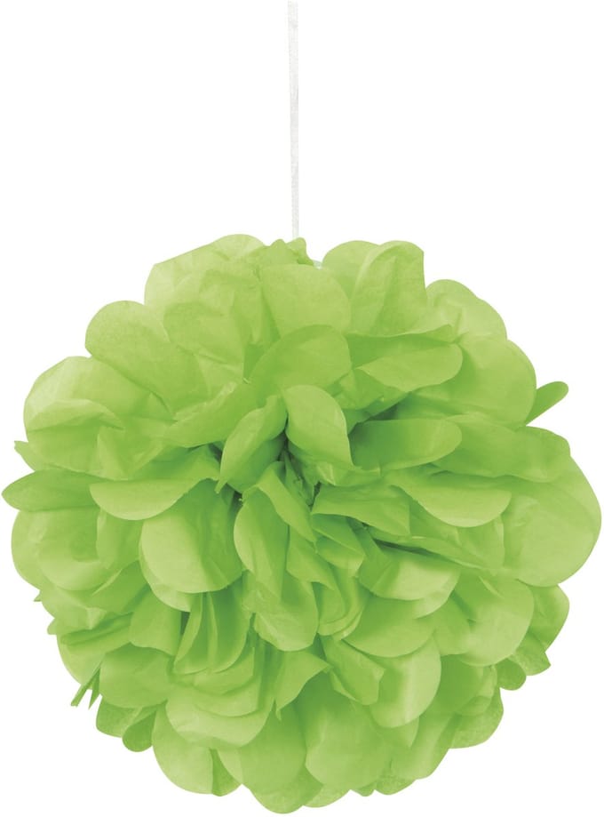 UNIQUE - 3 hangende pompons van limoengroen papier 22 cm voor decoratie