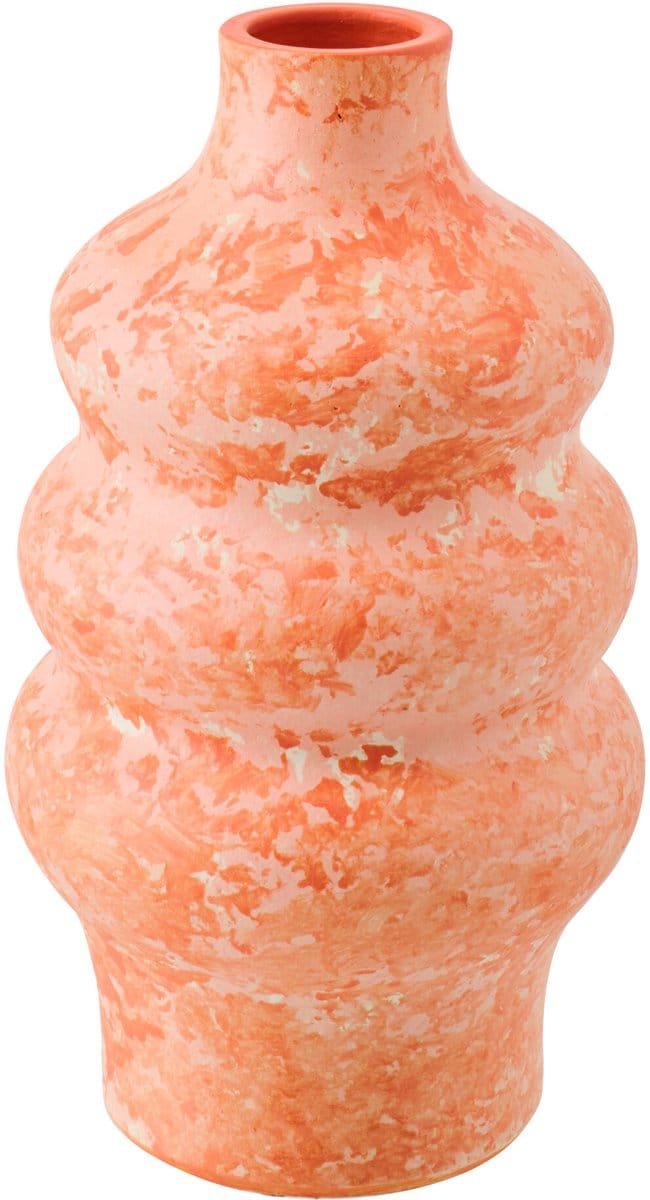 J-Line vaas - keramiek - oranje/wit - small