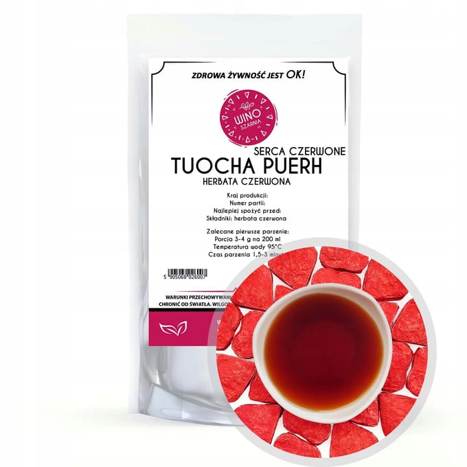 Rode Puerh-thee geperst TUOCHA Hearts Red-50g Leafy