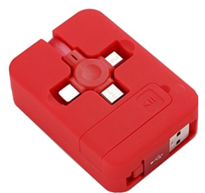 De Beste Gadgets Data en Oplaadkabel 3 in 1 - Rood - Met Telefoonstandaard functie - Aansluitingen: Lightning / USB-C / Micro-USB - Geschikt voor iPhone, iPad en Android apparaten