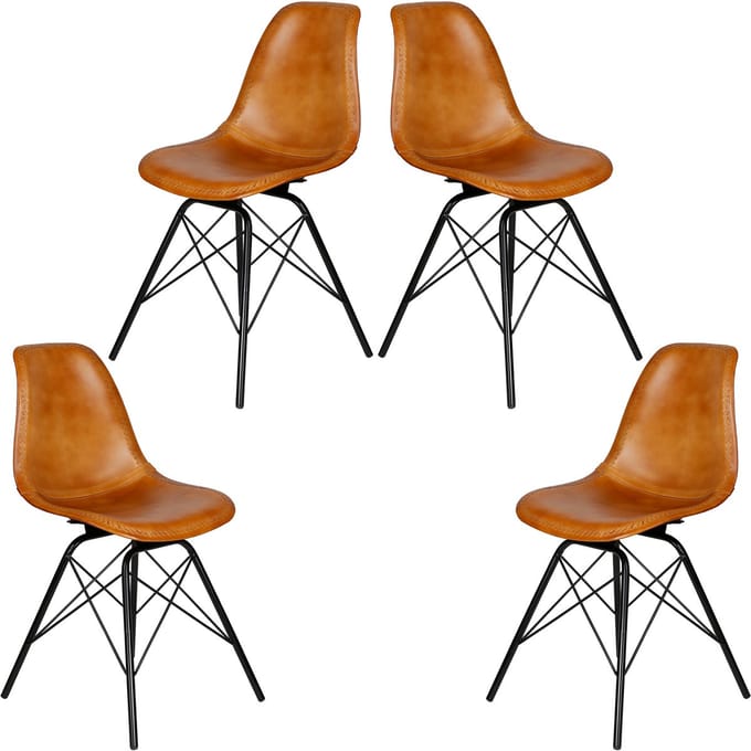 Eetkamerstoel leer cognac - Leren fauteuil