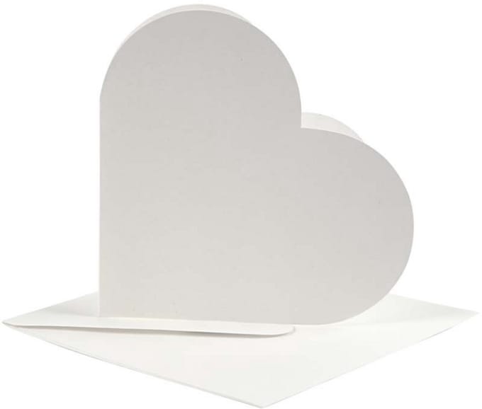 Hartvormige Kaarten, afmeting kaart 12,5x12,5 cm, afmeting envelop 13,5x13,5 cm, off-white, 10sets