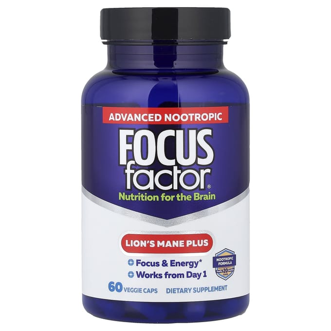 Focus Factor, Herten Gewei Paddenstoel Plus, 60 Vegetarische Capsules