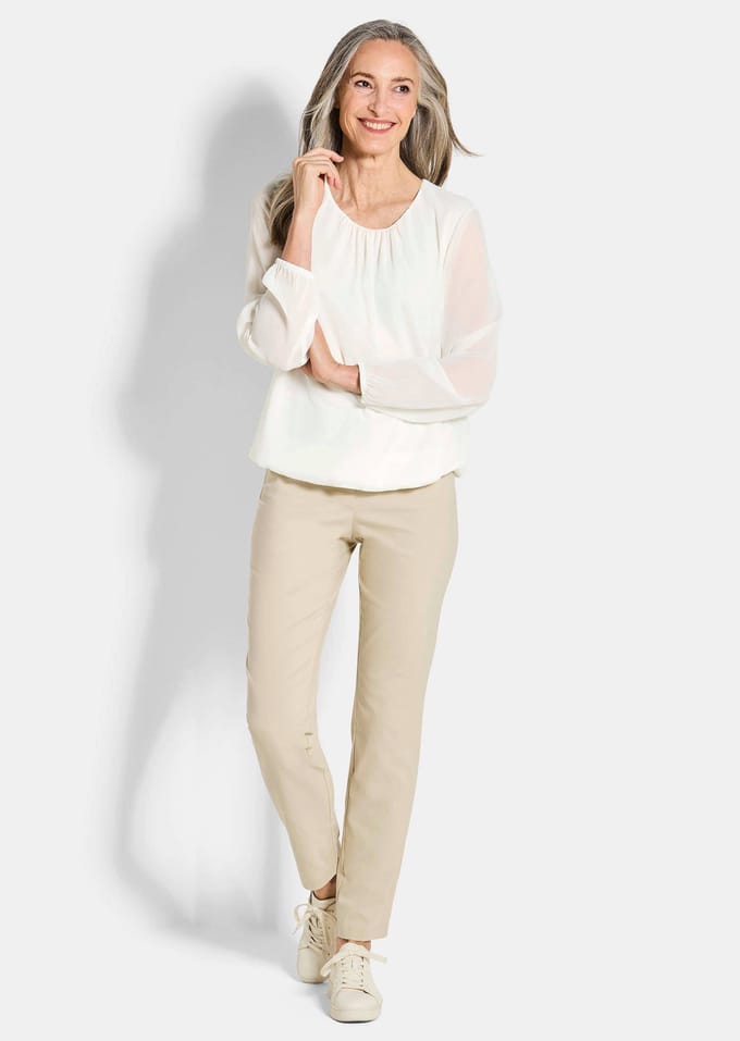 Elegante blouse van chiffon - gebroken wit - Gr. 54 van Goldner Fashion