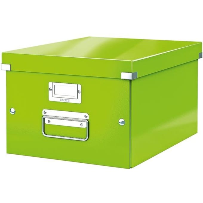 Leitz WOW Click & Store Middelgrote Kartonnen Opbergdoos - 85% Gerecycled Karton - 28.1 x 37 Cm (BxD) - Voor A4 Formaten - Ideaal voor Kantoor En Thuiswerken - Groen