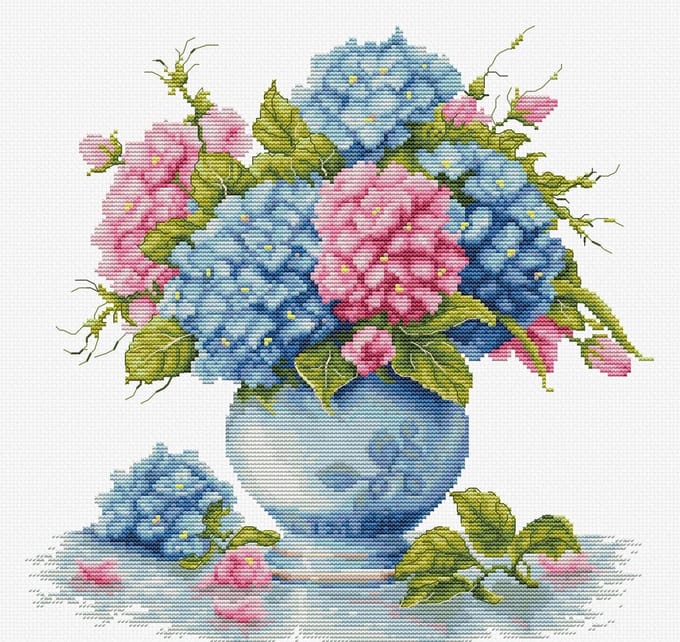 Luca-S Vase with Hydrangea borduren (pakket) B7033
