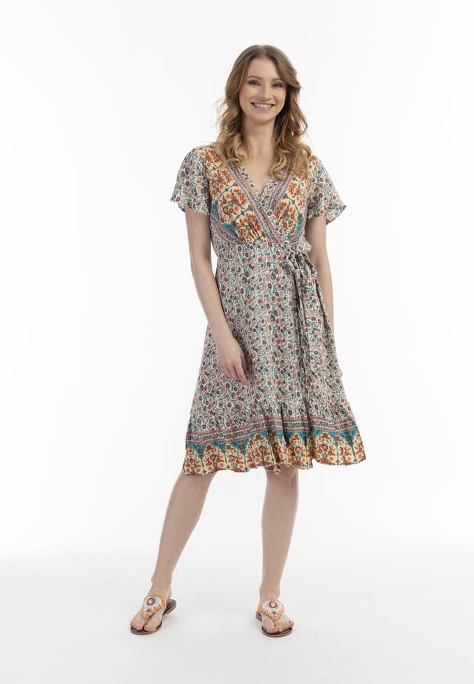 usha Zomerjurk Dames Wol Wit Veelkleurig
